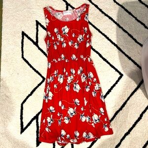 Red French Grey Floral Dress